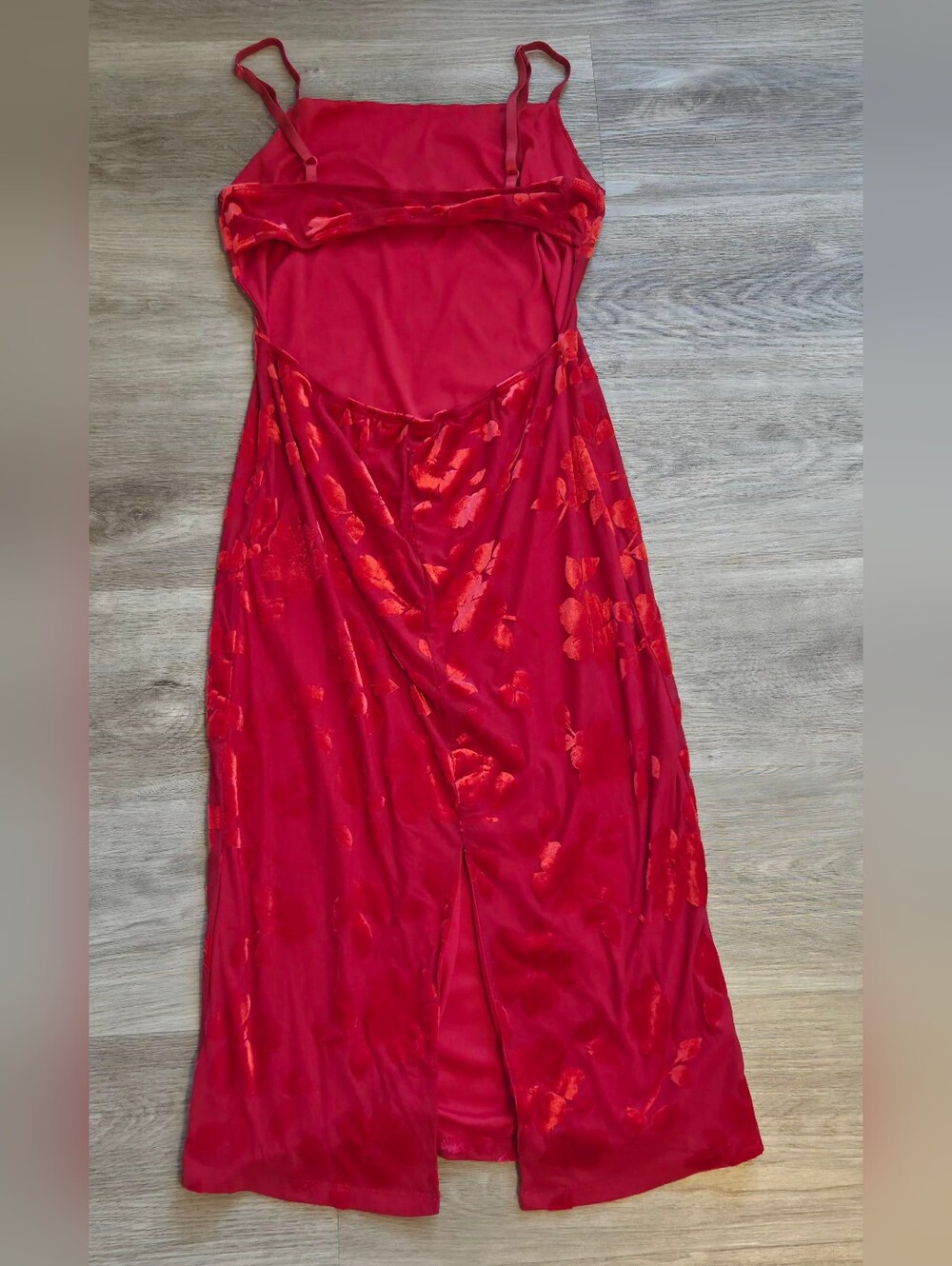 Red Floral Slip Maxi Dress with Spaghetti Straps - Women - Picture 3 of 6
